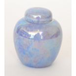 A small Ruskin Pottery purple lustre glaze ginger jar and cover, impressed marks, dated 1924,