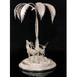 A 19th Century silver plated table centre piece naturalistically modelled as two stags standing