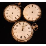 A George IV hallmarked silver pair cased pocket watch, Roman numerals to white enamel dial,