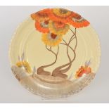 A large Clarice Cliff Rhodanthe circular plate circa 1940 with rope twist edge,