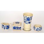 Four pieces of Charlotte Rhead for Bursley Ware TL40 pattern comprising a square trinket box and