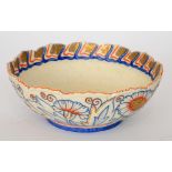 A 1930s Charlotte Rhead for Crown Ducal Carnation 4924 pattern fruit bowl, printed marks, signed,