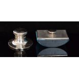 A modern hallmarked silver capstan ink well of plain form,