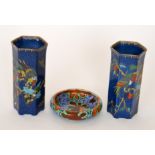 A pair of 1920s Bursley Ware 'Selah' pattern vases, attributed in design to Frederick Rhead,