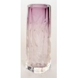 A small early 20th Century Moser glass posy vase of slice cut cylindrical form,