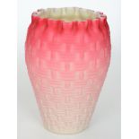 A late 19th Century Stevens & Williams glass vase of ovoid form with a tight frill rim,