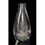 A mid 20th Century Kjellander clear crystal glass vase of tapered cylindrical form engraved with