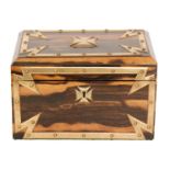 A 19th Century rectangular coromandel box with studded brass bound borders and Maltese style