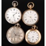 Four assorted late 19th to early 20th Century pocket watches to include two silver and two gold