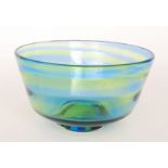 A 1930s Stevens & Williams Rainbow pattern bowl of footed circular form decorated with an internal