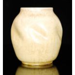 A Ruskin Pottery crystalline vase of ovoid form decorated in a tonal yellow glaze with crystalline