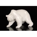 A 20th Century Berlin blanc de chine model of a Polar Bear, underglaze spectre mark,