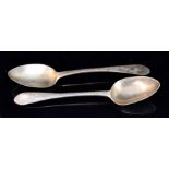 A pair of 18th Century provincial silver table spoons,