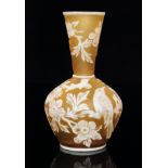 A late 19th Century Thomas Webb & Sons cameo glass vase of low shouldered form with a flared collar