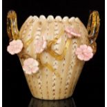 A late 19th Century Stevens & Williams Matsu Noke vase of ovoid form with tight frill rim decorated