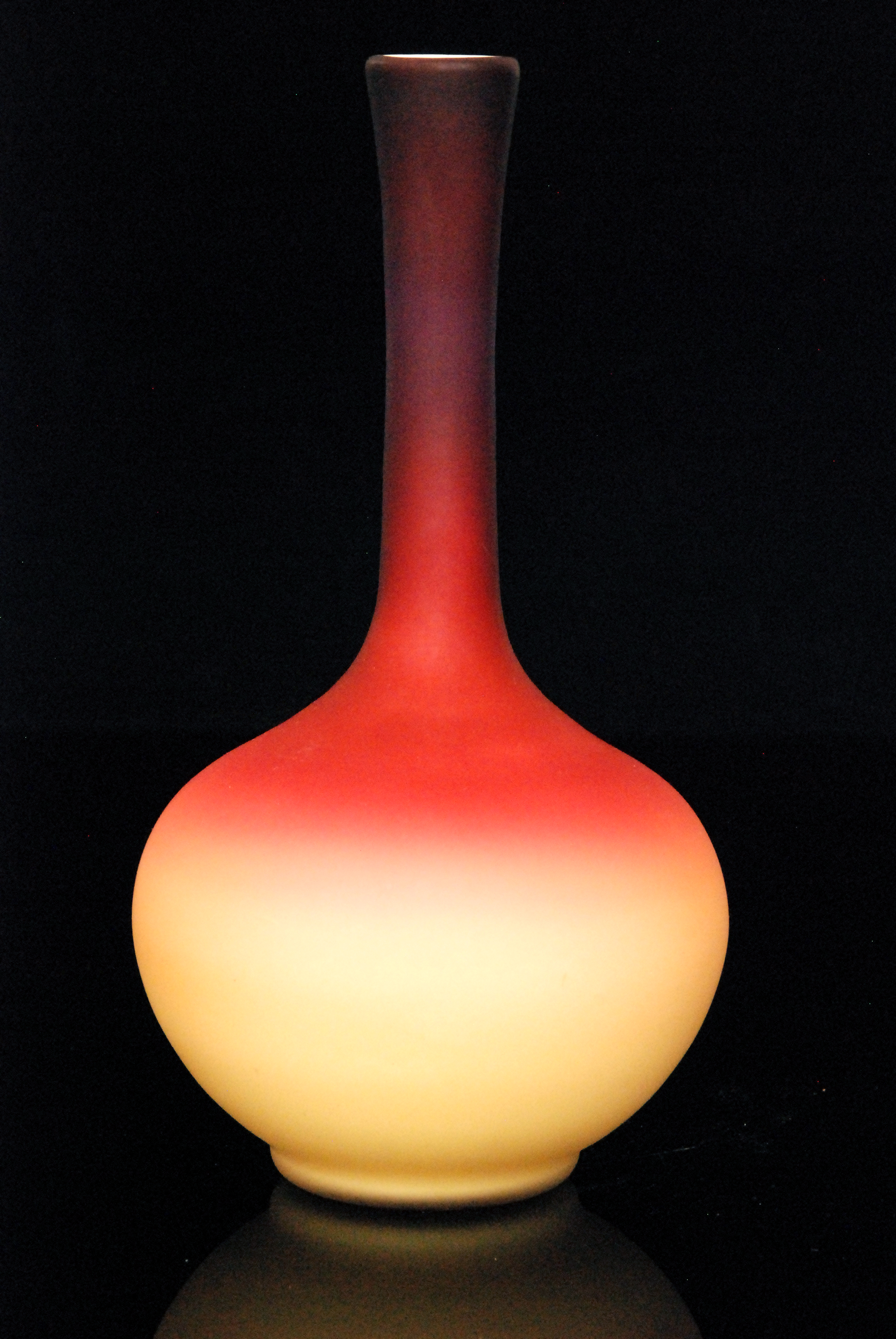 A late 19th Century Wheeling glass vase of globe and shaft form decorated with a dye away ruby to - Image 2 of 2