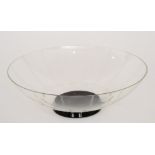 A 1930s Continental Art Deco clear crystal glass bowl of shallow circular form with repeat engraved