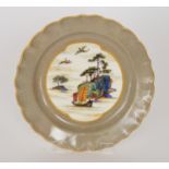 A Royal Worcester Cantonese cabinet plate decorated with a Chinoiserie seascape,