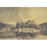 GEORGE HOUSTON (1869-1947) - Kilchurn, etching, signed in pencil, framed,