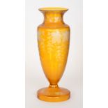 A large early 20th Century Continental glass vase, possibly Moser, with a circular spread foot,