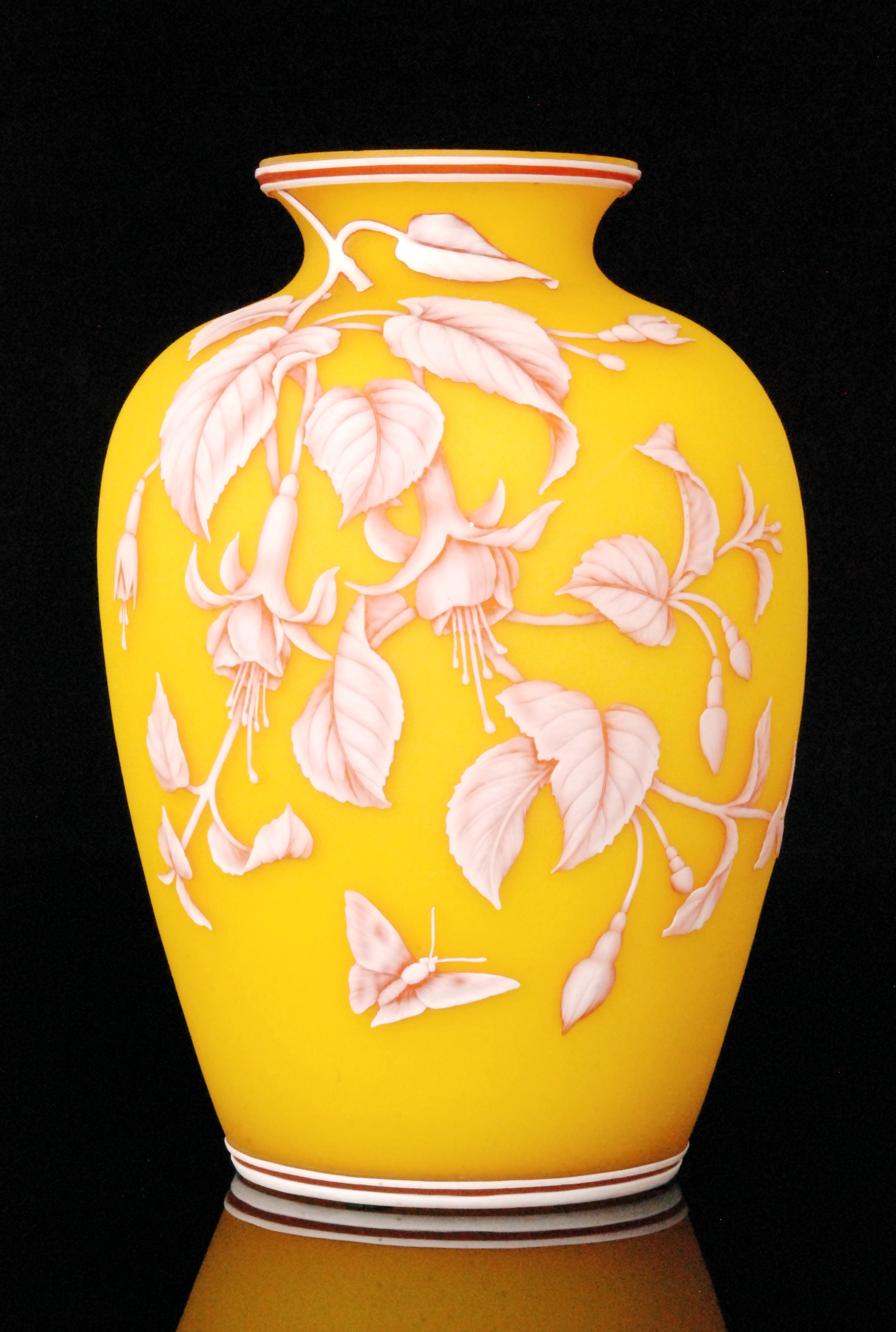 A large late 19th Century Thomas Webb & Sons cameo glass vase of shouldered ovoid form with everted
