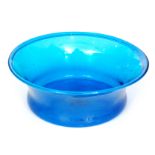 A 19th Century Midwest American blue soda glass milk bowl circa 1850 by Lancaster Glassworks of New