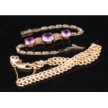 A 9ct double curb link bracelet with lobster claw clasp, A/F, weight 8g, length 19cm, stamped,