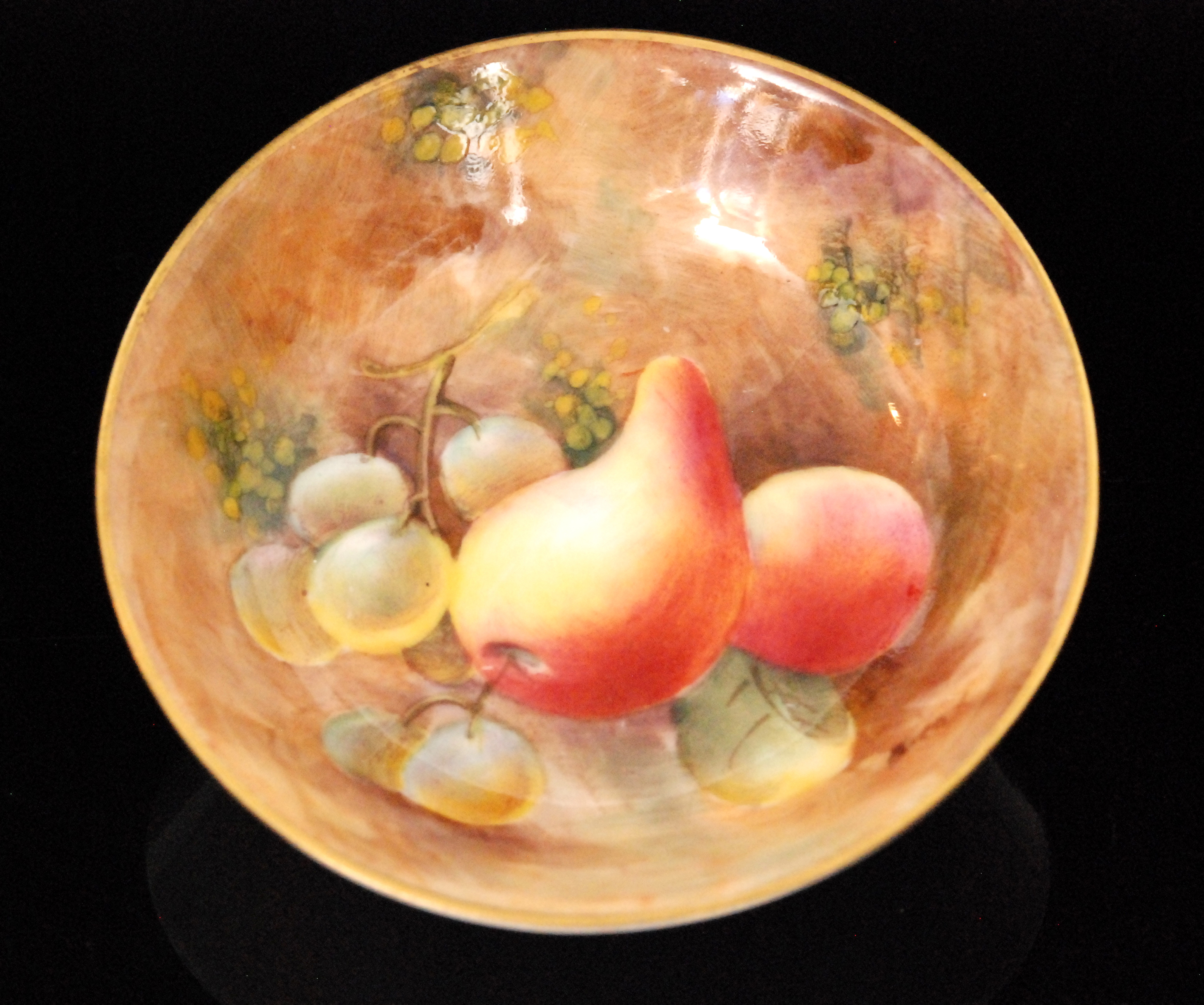 A Royal Worcester miniature fruit dish decorated by B.