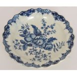 A late 18th Century First Period Worcester shallow dish decorated in the underglaze blue and white