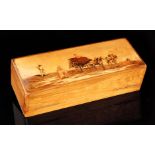 A 19th Century Sorrento style inlaid walnut glove box the lid inlaid with a rural haymaking scene,