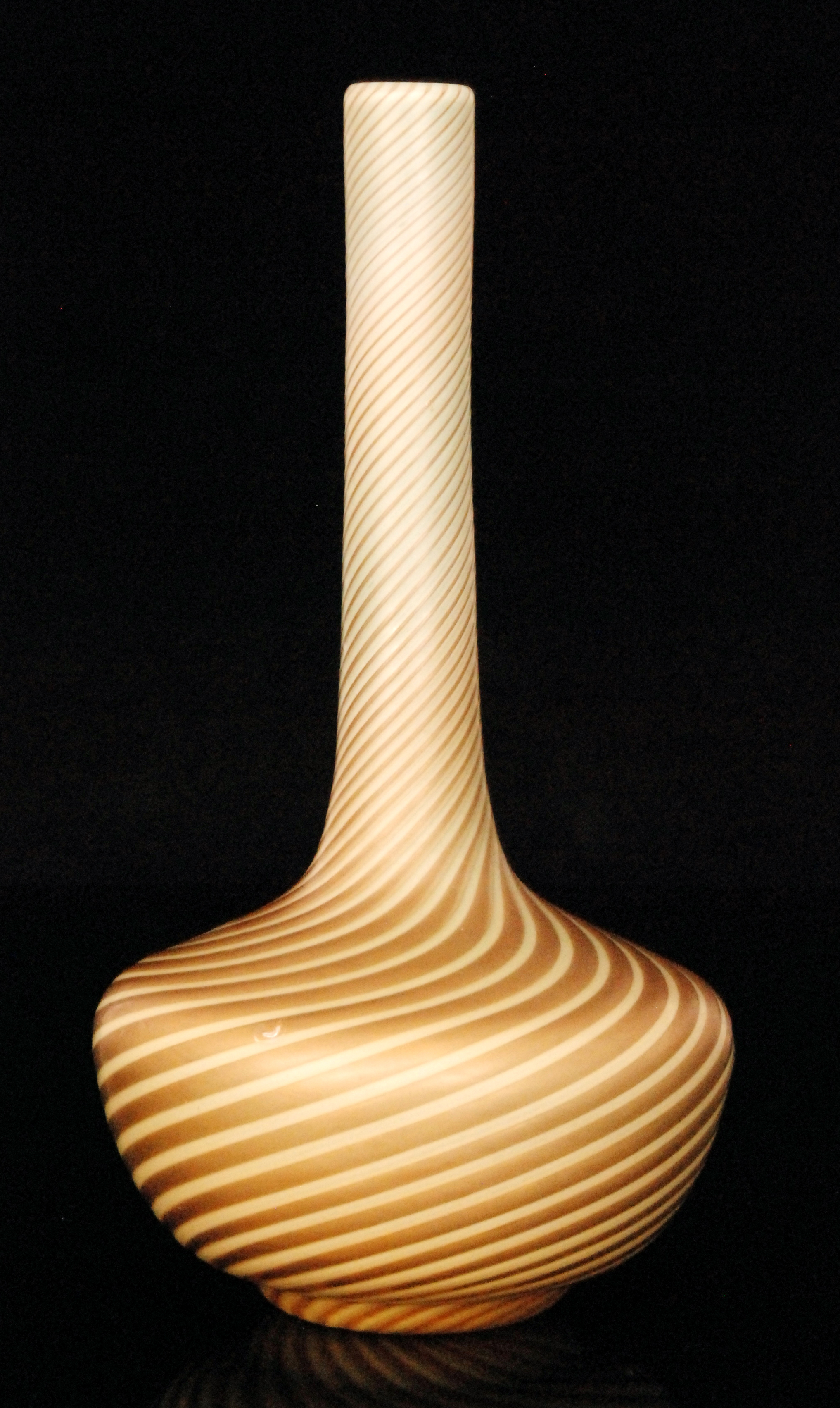 A late 19th Century Stevens & Williams Verre de Soie vase of low shouldered form with tall slender