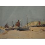 EDWARD LESLIE BADHAM (1873-1944) - Beached fishing boats, watercolour, signed and dated 1933,