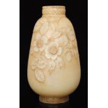 A late 19th Century Thomas Webb & Sons Ivory cameo glass vase of tapered ovoid form with collar