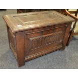 A small 18th Century and later converted oak coffer,