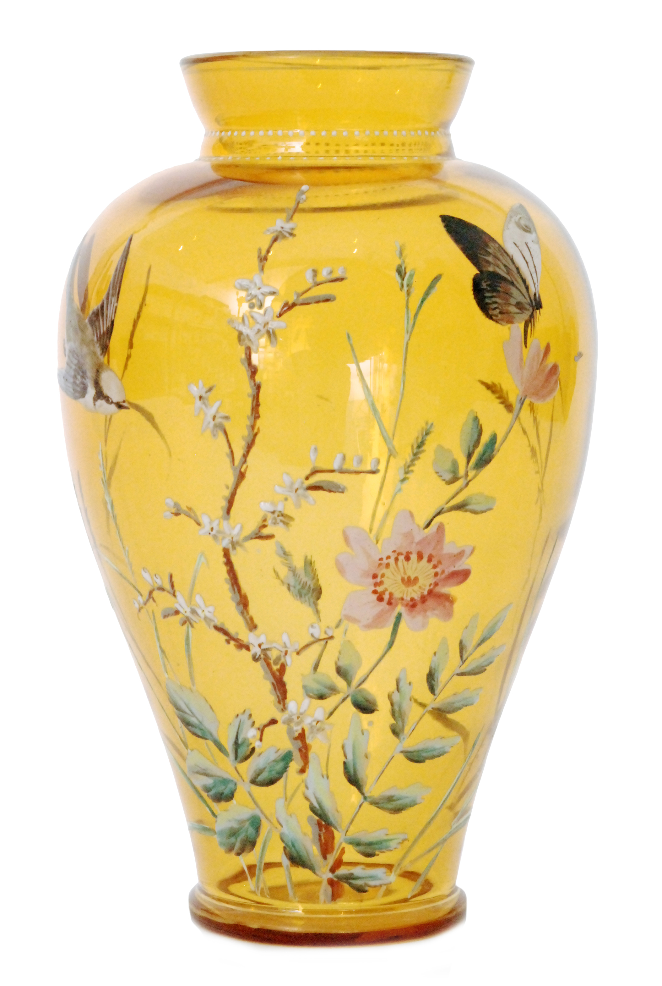 A late 19th Century Continental glass vase of shouldered ovoid form with flared collar neck, - Image 2 of 2