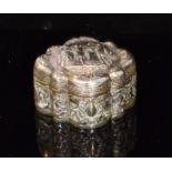 A 17th to 18th Century Dutch silver covered box, of shaped octagonal outline,