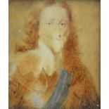 AFTER SIR ANTHONY VAN DYCK - Portrait of Charles I, a miniature watercolour on ivory,