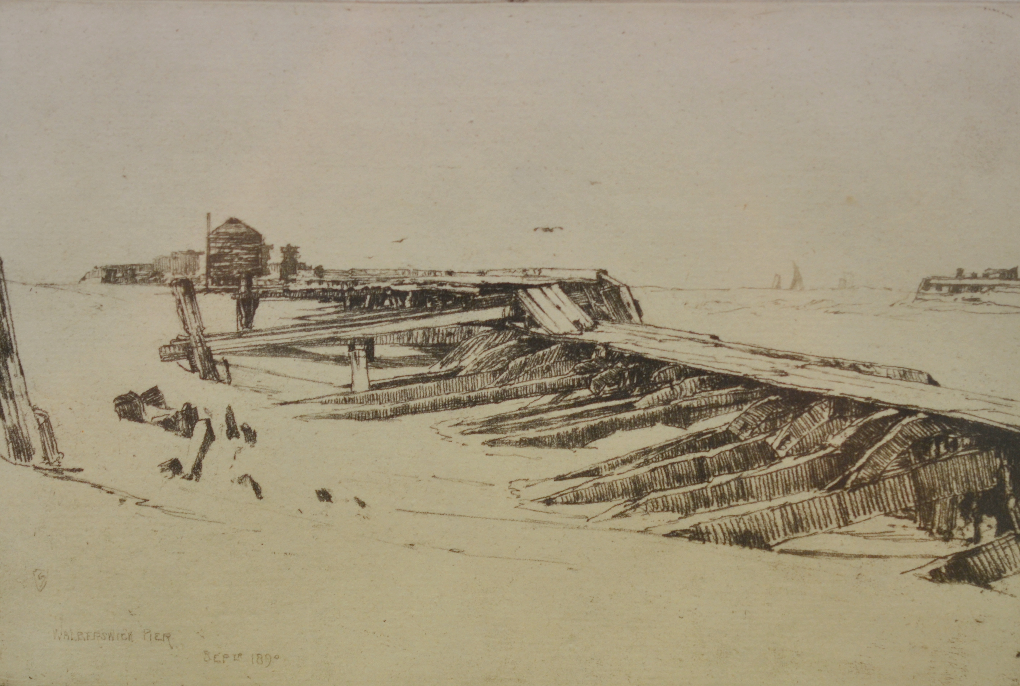 SIR FRANK SHORT (1857-1945) - Walberswick Pier, etching,