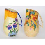Two 1930s Beswick shape 119 Art Deco jugs each with hand painted decoration,