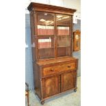 A 19th Century mahogany secretaire bookcase with wrythen-turned pilaster columns,