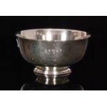 An Elizabeth II hallmarked silver footed bowl, of plain circular form with flared rim,