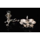 A Victorian hallmarked silver miniature chamber stick or Go T'bed modelled as a three leaf clover,