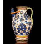 A late 17th to early 18th Century majolica apothecary wet drug jar, possibly Montelupo, Tuscany,