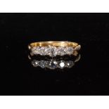 A mid 20th Century 18ct diamond five stone graduated diamond ring,