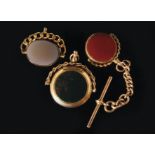 A 9ct rose gold bloodstone swivel picture fob,