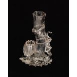 A large late 19th Century Stevens & Williams clear crystal posy vase modelled as a stylised cactus