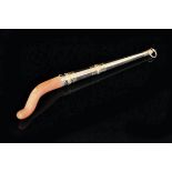 A 19th Century French, rose gold mounted baby's teething stick,