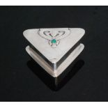 An Art Nouveau hallmarked silver triangular box,