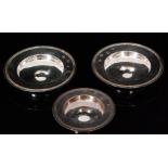 Two Elizabeth II hallmarked silver Armada dishes, each of plain circular form with reeded border,