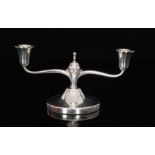 A mid Century hallmarked silver two branch candelabra,